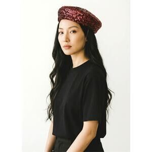 Vintage 1940s Sequin Beret Hat Raphael Weill White House San Francisco Hat Pin